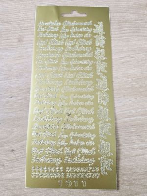 Kartenschmuck Sticker Motivsticker -MIX- gold Einladung, Herzlichen Glückwunsch, Zahlen usw.